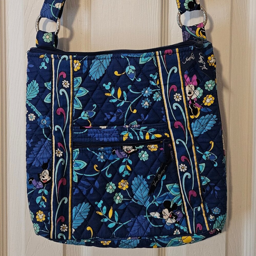 Vera Bradley Disney Mickey Mouse Quilted Crossbody Shoulder Bag Blue Floral